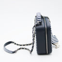 Chanel Vanity Bag in Caviar leather with blue striped details
