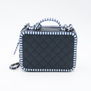 Chanel Vanity Bag in Caviar leather with blue striped details