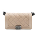 Chanel Boy bag in quilted beige leather