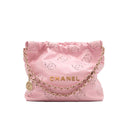 CHANEL – Chanel 22 Small – Cuir perforé rose