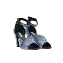 PRADA – Sandales à Talon Cristaux – Noir & Bleu – Taille 37