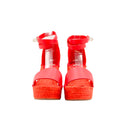 HERMÈS – Sandales Compensées Espadrilles Cuir Corail – Taille 39