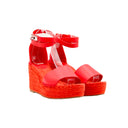 HERMÈS – Sandales Compensées Espadrilles Cuir Corail – Taille 39