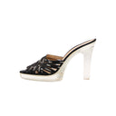 CHANEL – Mules à Talons Plexi et Brides Logo Noir – Taille 36