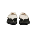 HERMES – Sandales plates Kelly blanc cassé