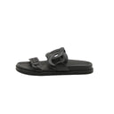 HERMÈS – Sandales plates Chypre noires en cuir