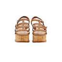 PRADA – Sandales compensées en cuir camel et liège