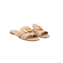 DIOR – Mules Dway en cuir beige à boucle CD