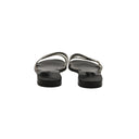 CHRISTIAN DIOR – Mules plates en cuir métallisé argenté serpent