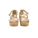 JIMMY CHOO – Sandales compensées en cuir métallisé doré
