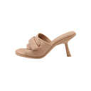 DIOR – Mules Dway à talon en cuir matelassé nude