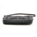 Vintage black embroidered fabric Mini Baguette bag