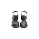 HERMÈS – Sandales à talons en cuir noir "Kayla"