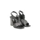 HERMÈS – Sandales à talons en cuir noir "Kayla"