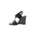 HERMÈS – Sandales à talons en cuir noir "Kayla"