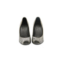 CHANEL – Escarpins peep-toe effet python noir & argent