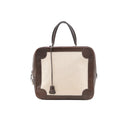 HERMÈS – Sac Omnibus en toile écrue et cuir chocolat