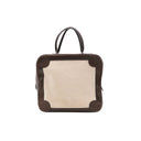 HERMÈS – Sac Omnibus en toile écrue et cuir chocolat