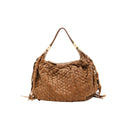 MIU MIU – Sac hobo en cuir tressé cognac