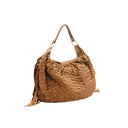 MIU MIU – Sac hobo en cuir tressé cognac