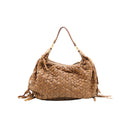 MIU MIU – Sac hobo en cuir tressé cognac