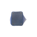 HERMÈS – Picotin Lock en cuir d'autruche bleu bicolore