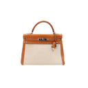 HERMÈS Kelly 32 en Veau Barénia et Toile 2012