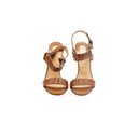CHRISTIAN LOUBOUTIN – Sandales à talon en cuir d’autruche marron