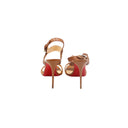 CHRISTIAN LOUBOUTIN – Sandales à talon en cuir d’autruche marron