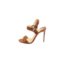 CHRISTIAN LOUBOUTIN – Sandales à talon en cuir d’autruche marron