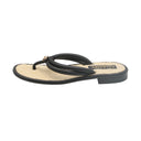 CHANEL - Tongs en cuir noir