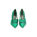 MANOLO BLAHNIK -  Escarpins satin vert émeraude