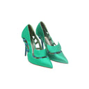 MANOLO BLAHNIK -  Escarpins satin vert émeraude