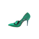 MANOLO BLAHNIK -  Escarpins satin vert émeraude