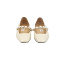 JIMMY CHOO - Ballerines à bride perlée en cuir verni ivoire