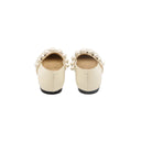 JIMMY CHOO - Ballerines à bride perlée en cuir verni ivoire