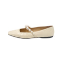 JIMMY CHOO - Ballerines à bride perlée en cuir verni ivoire
