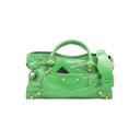 BALENCIAGA – Sac City Medium vert en cuir