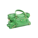 BALENCIAGA – Sac City Medium vert en cuir