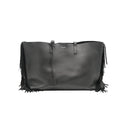 SAINT LAURENT – Cabas Shopping à franges en cuir noir