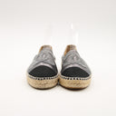 Chanel espadrilles in silver metallic leather and black canvas