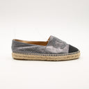 Chanel espadrilles in silver metallic leather and black canvas