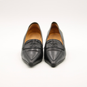 Vintage black leather CC logo pointed toe pumps