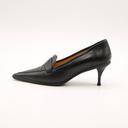 Vintage black leather CC logo pointed toe pumps