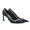 Escarpins Dior en denim ornés de fleurs