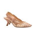 Dior slingback polka dot tulle and nude suede pumps