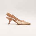 Dior slingback polka dot tulle and nude suede pumps