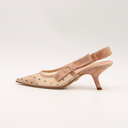 Dior slingback polka dot tulle and nude suede pumps