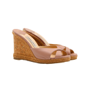 Chanel Nude Leather Wedge Sandals