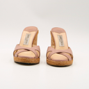 Chanel Nude Leather Wedge Sandals
